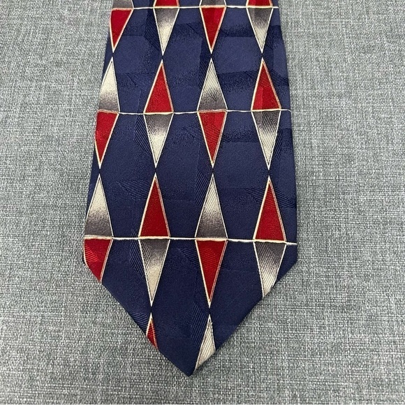 Alexander Julian Colours Neck Tie Blue, Red, White Geometric 3.5 in W - Picture 2 of 6